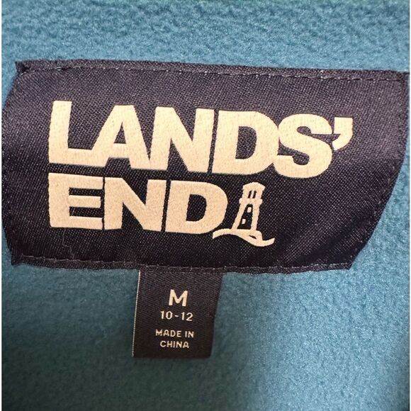 Lands End pullover sweatshirt with front pockets & snap button neck - Picture 3 of 6